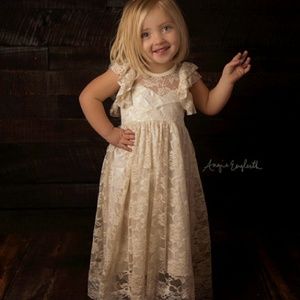 lace rustic short sleeved dress with open back